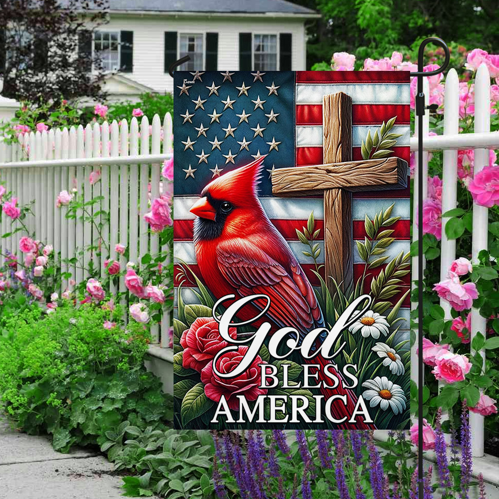 Cardinal Patriotic God Bless America Flag