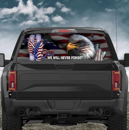 911 Never Forget Eagle patriotic truck back window decals