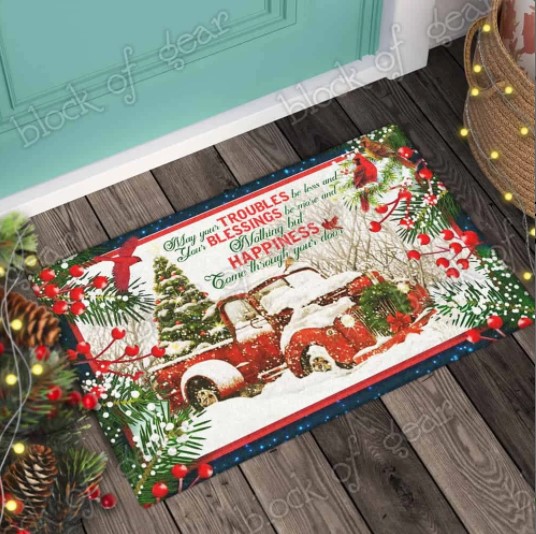Army Christmas gift ideas Happiness Come Through Your Door, Red Truck Christmas Home Doormat