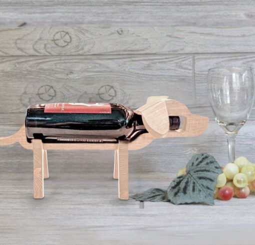Black Irish Terrier Viugreum Wooden Wine Rack Animal Wine Bottle Holder Desktop Decoration