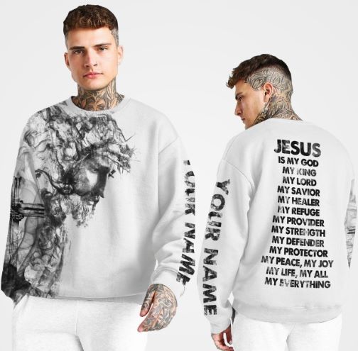 Custom Made Christian T Shirts Jesus Is My God My King My Lord Custom Name 3D Long Sleeve Tee Shirt
