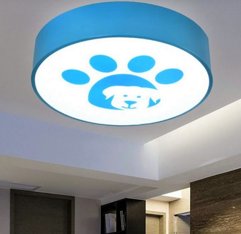 Dog In The Bath Toy 19 Round Shade Ceiling Mount Light With Dog Paw Lovely Acrylic Ceiling Lamp for Bathroom