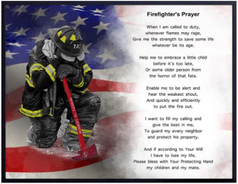 Firefighter prayer wall art print