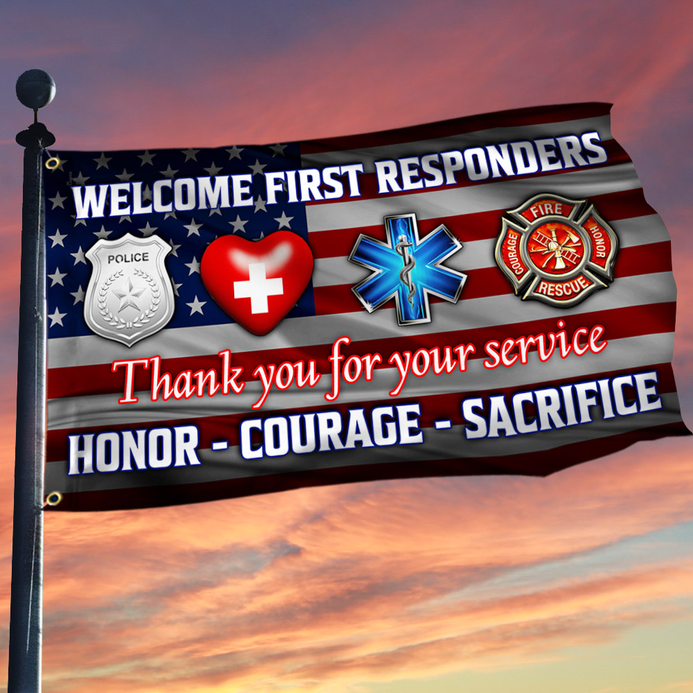 First Responder Grommet Flag Honor Courage Sacrifice