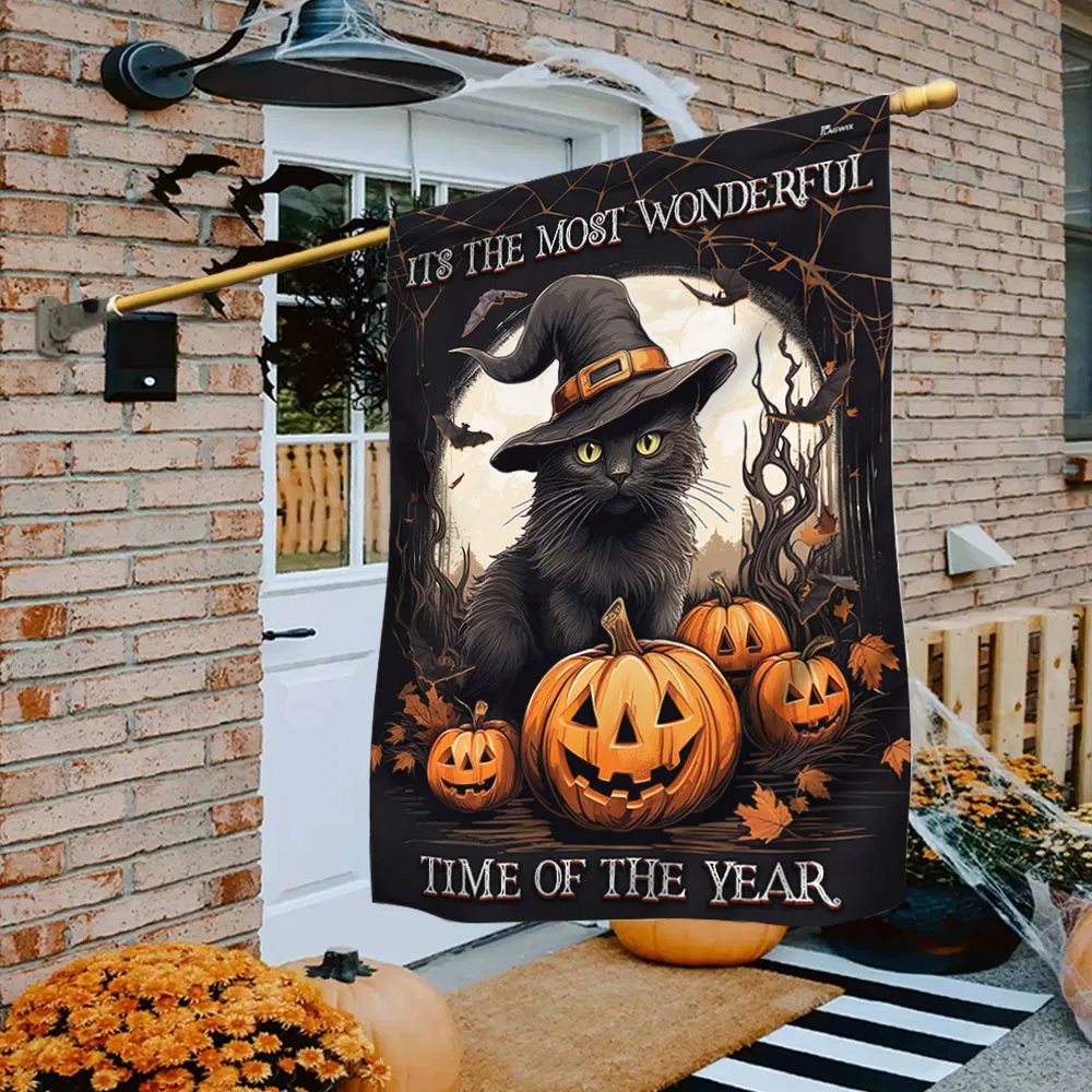 Halloween Black Cat Witch Pumpkins Flag