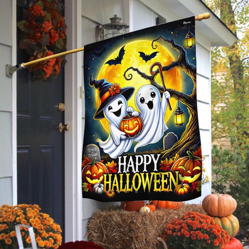 Happy Halloween Cute Ghost Boo Spooky Flag