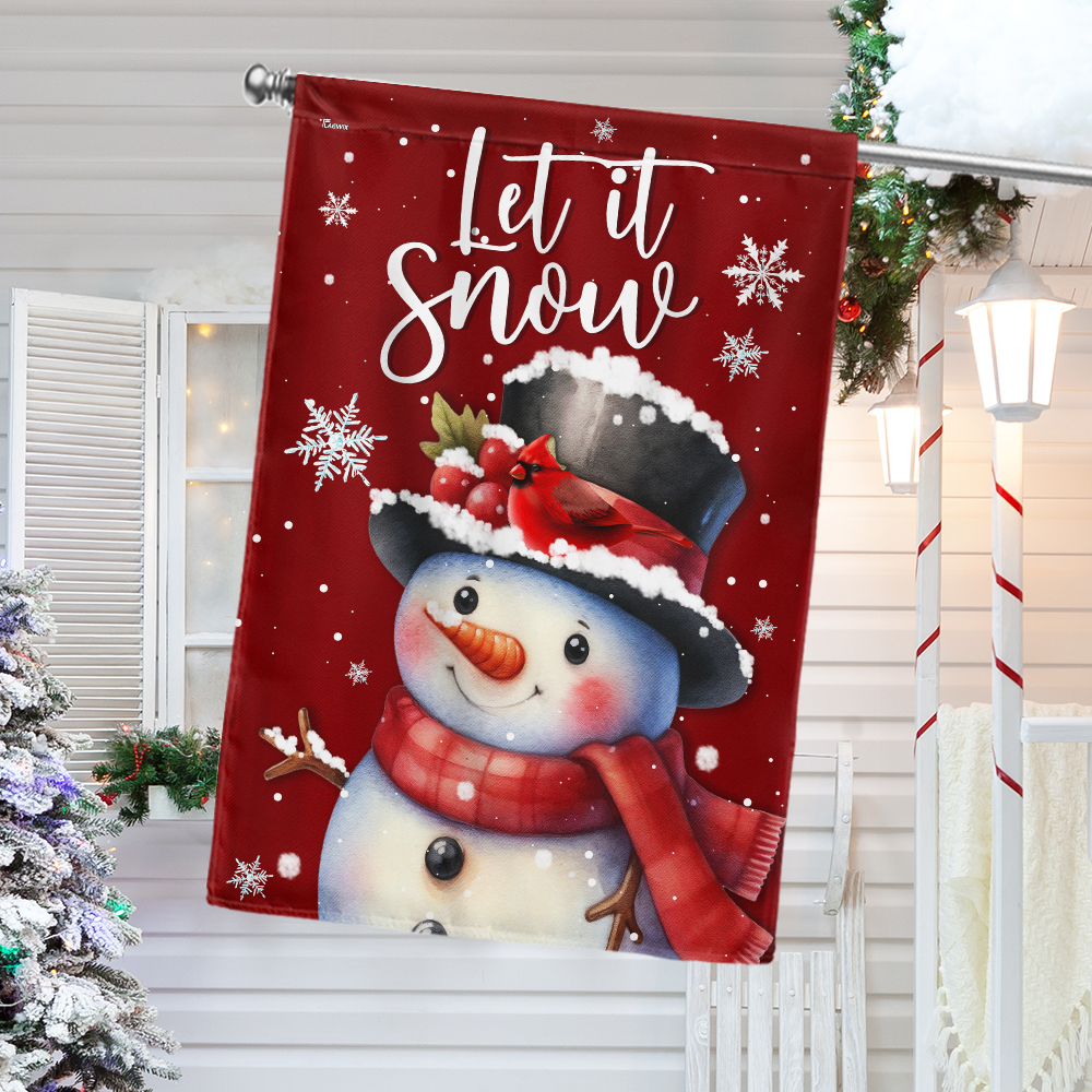 Let It Snow Snowman Christmas Flag