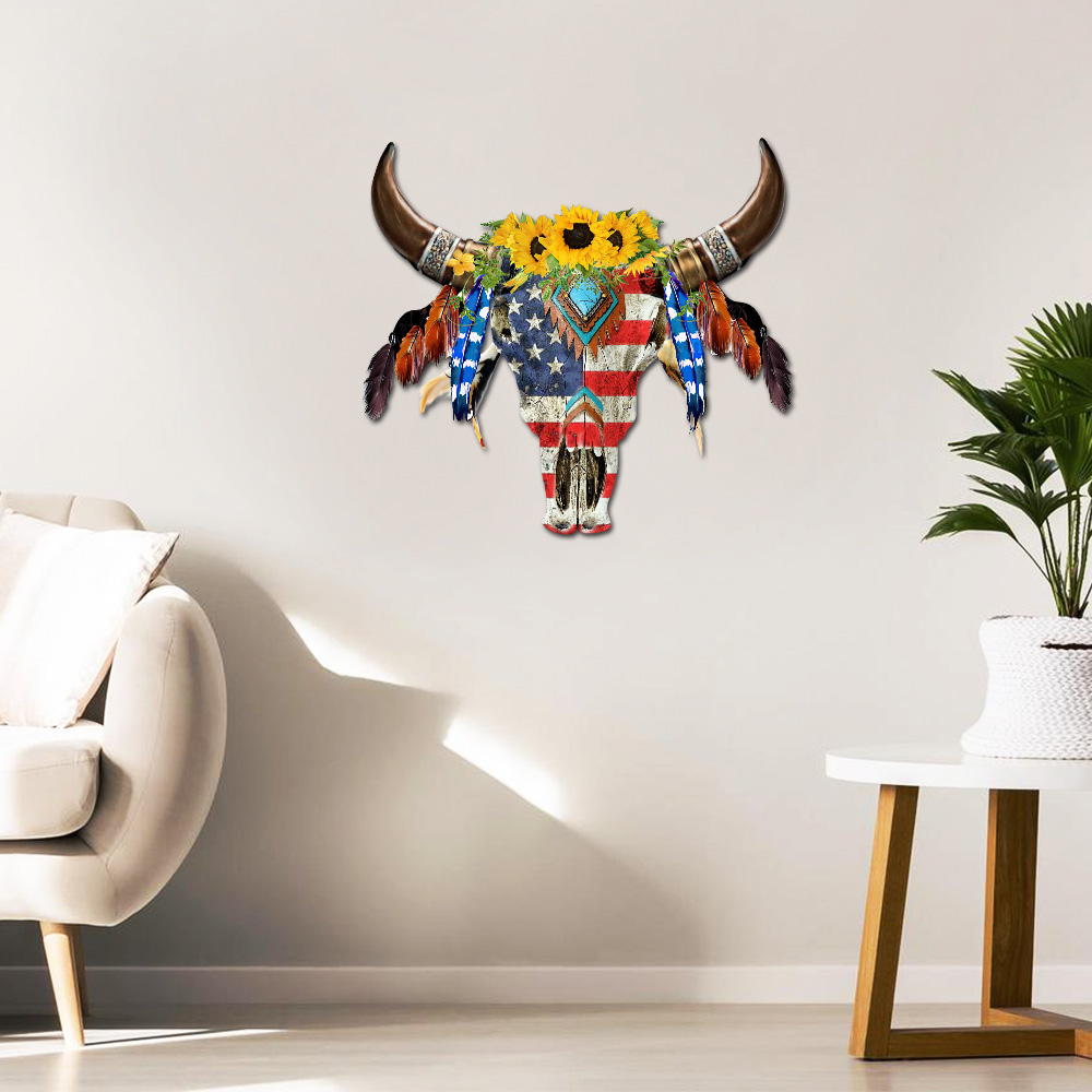 Native American Hanging Metal Sign Flower