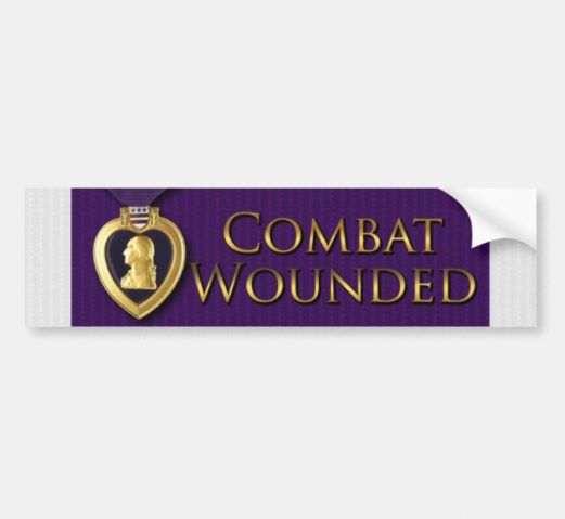 Purple Military Combat Wounded Purple Heart Bumper Sticker