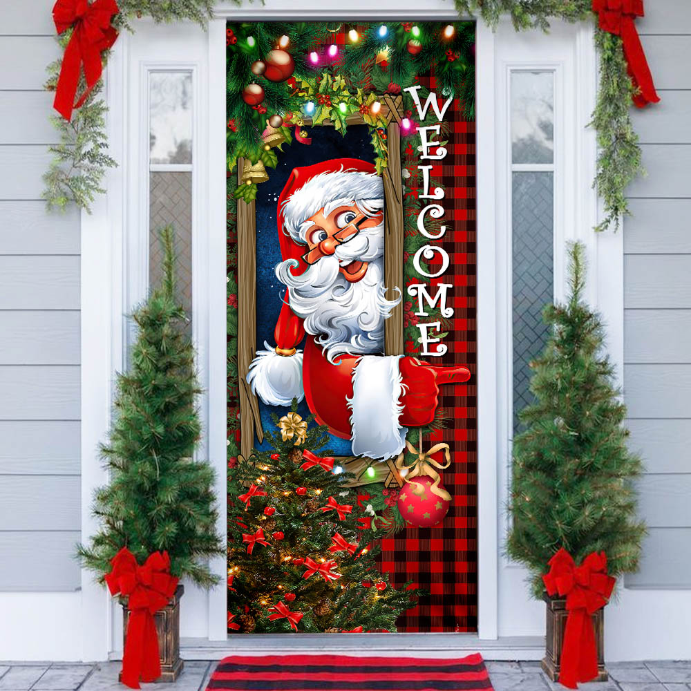 Santa Claus Christmas Is Coming Merry Christmas Door Cover