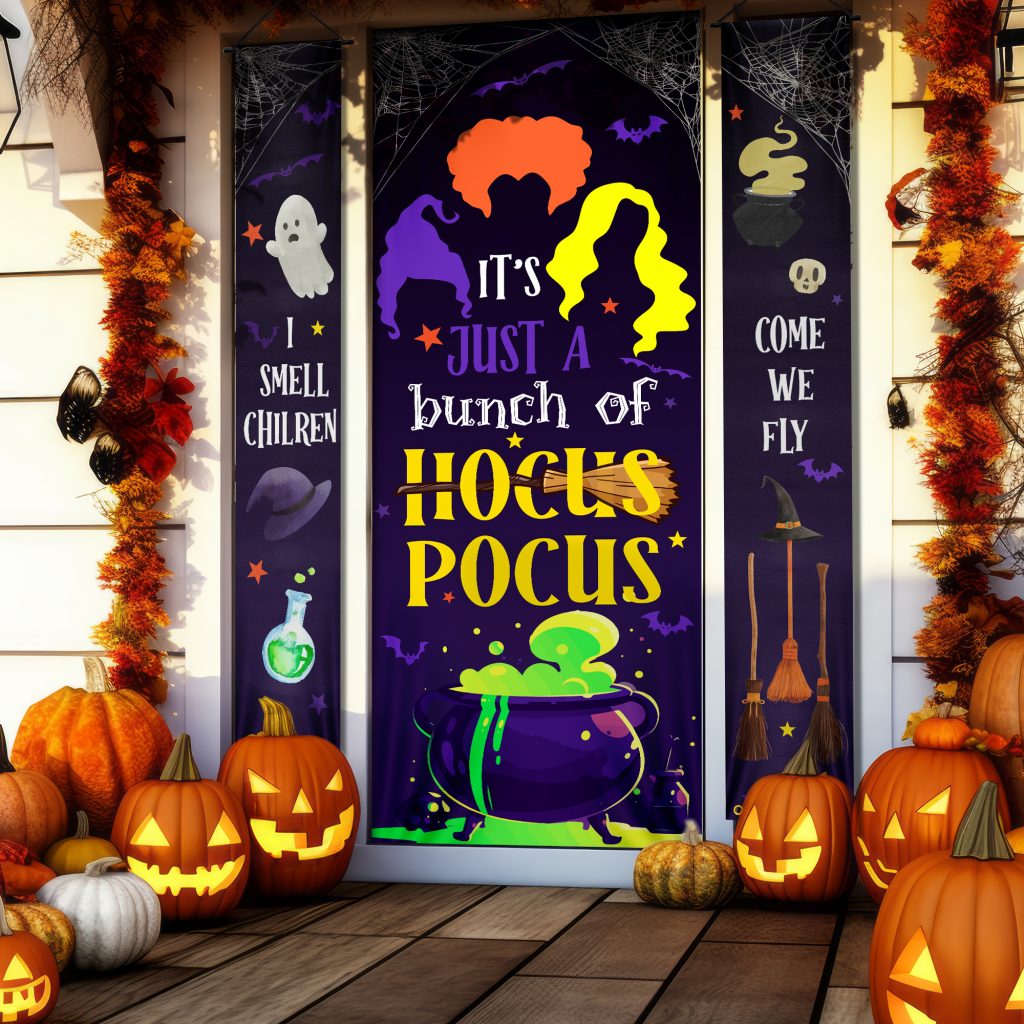 Three Witches Halloween It’s Just A Bunch Of Hocus Pocus Door Cover & Door Banners