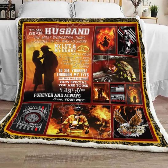 To my Husband Firefighter Sofa Throw Blanket