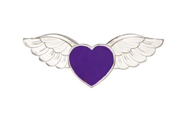 Whats Purple Purple Heart With Angel Wings Pin