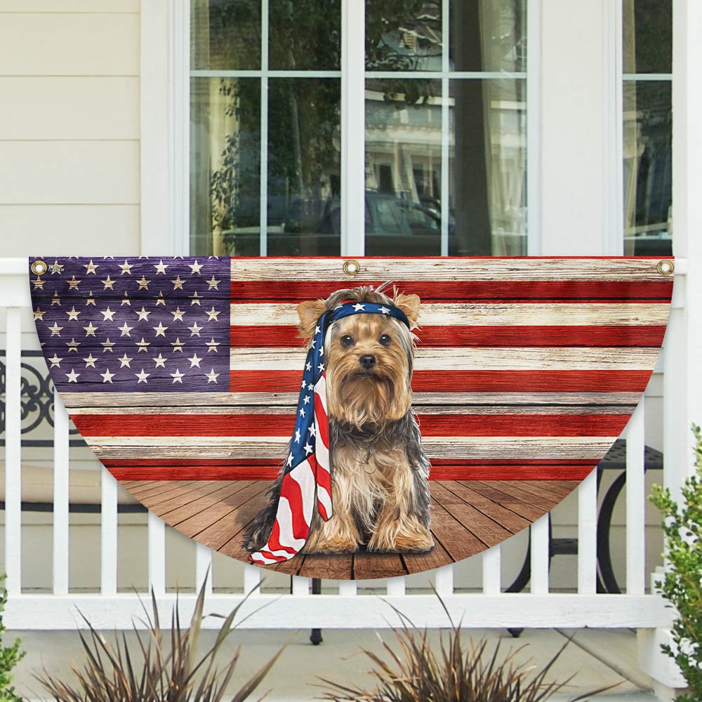 Yorkshire Terrier Dog Flag Charming Dog Wrapped in Glory Non-Pleated Fan Flag