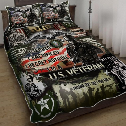 army quilt army bed set us army veteran i regret nothing quilt bed set