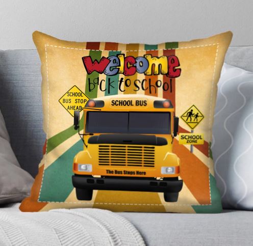 back to school home decor school bus cushion