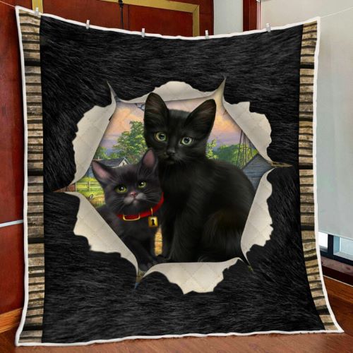 cat mom gifts Black Cat Cat Fur Quilt Blanket