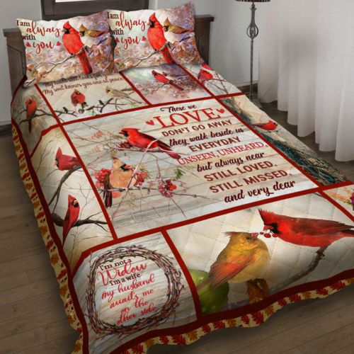 christmas gift giving Cardinal Couple Christmas Quilt Bed Set