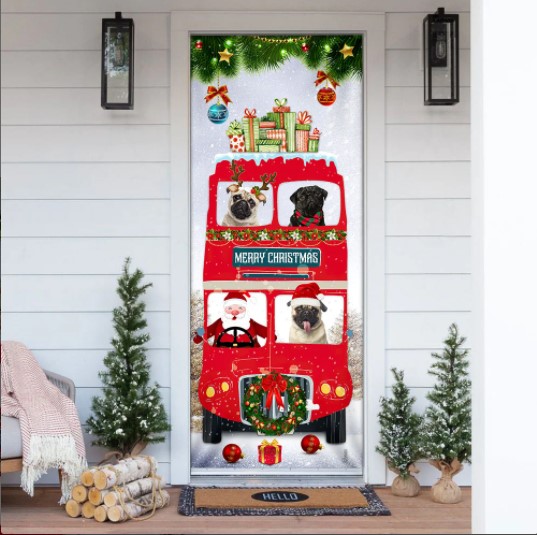 christmas wish list ideas Pugs Christmas Bus Door Cover