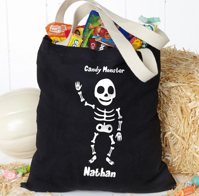 halloween day gifts skeleton personalized treat bag