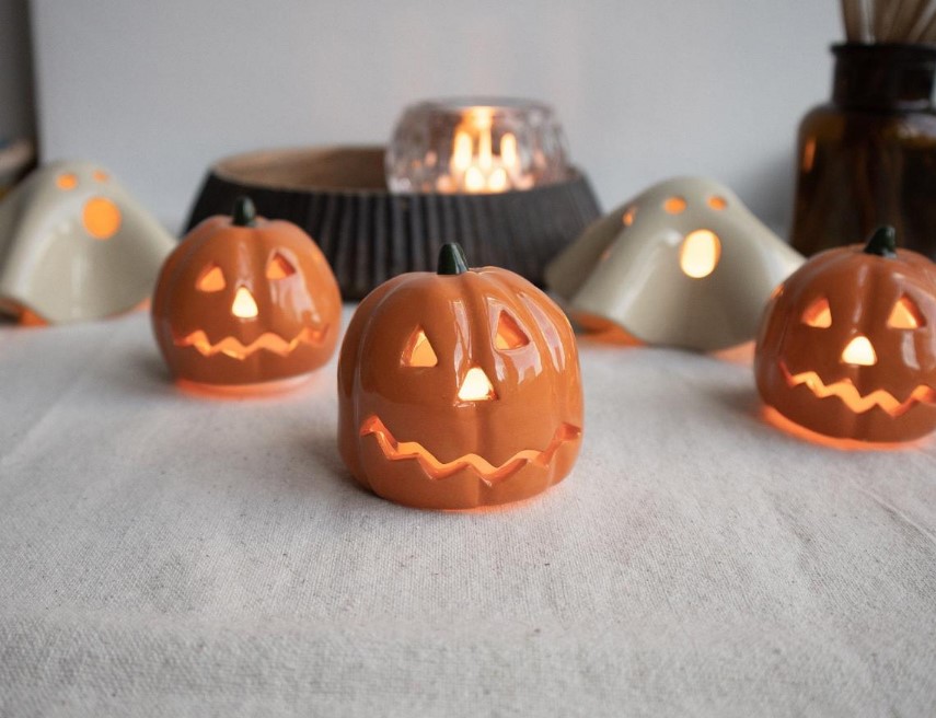 halloween decoration items halloween home decor ideas ceramic halloween pumpkin tea light holder