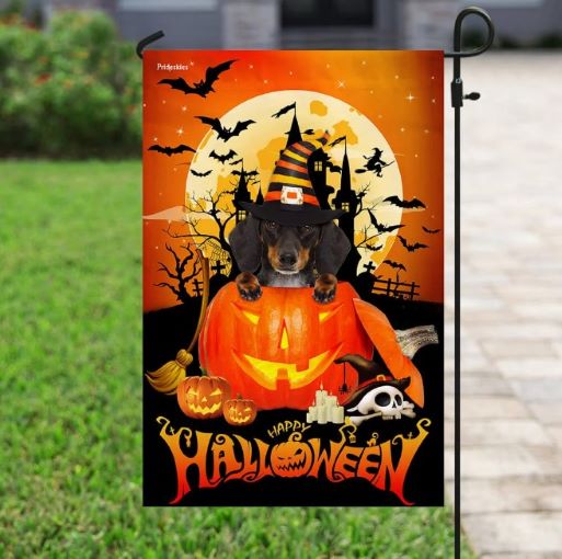 halloween flag dachshund halloween pumpkin flag