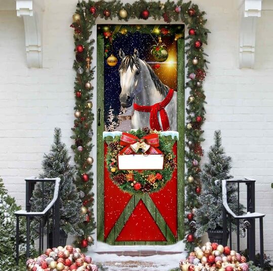 merry christmas horse Personalized Christmas Horse Door Cover