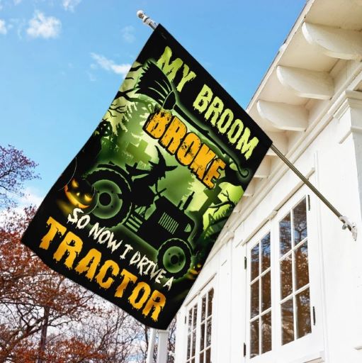 witches broom decor halloween flag witch drive tracker flag