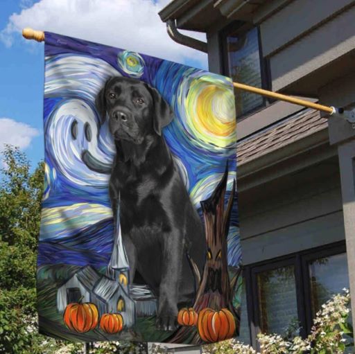 Best Outdoor Halloween Decorations Halloween Flag Black Labrador Retriever Scary Starry Night