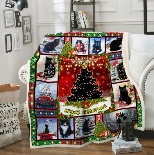Black Cat Christmas Sofa Throw Blanket christmas gifts for your mom