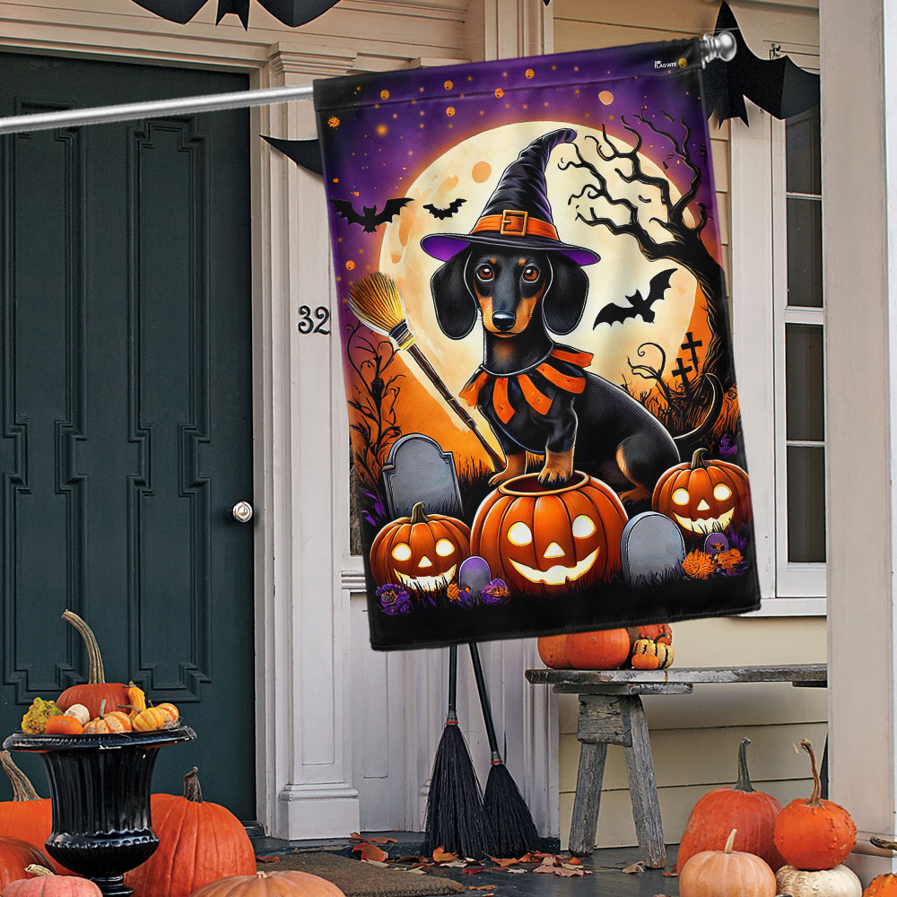 Dachshund Dog Halloween Flag