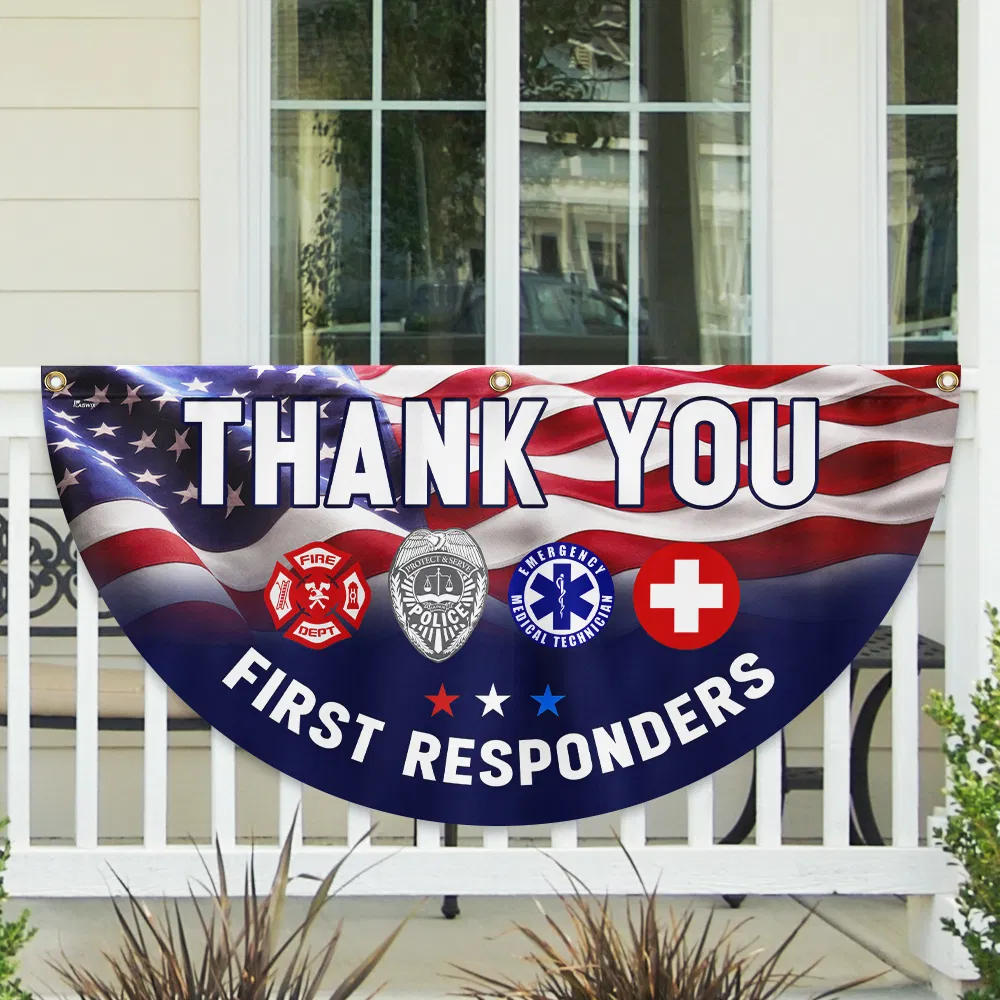 First Responder Thank You Non-Pleated Fan Flag