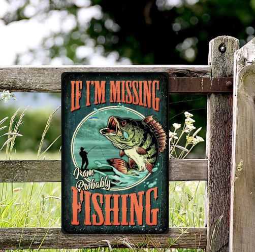 Fishing Gifts Fishing Hanging Metal Sign