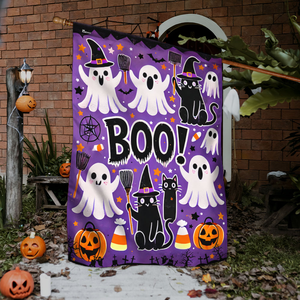 Halloween Flag Ghost Boo Black Cat Pumpkin Flag