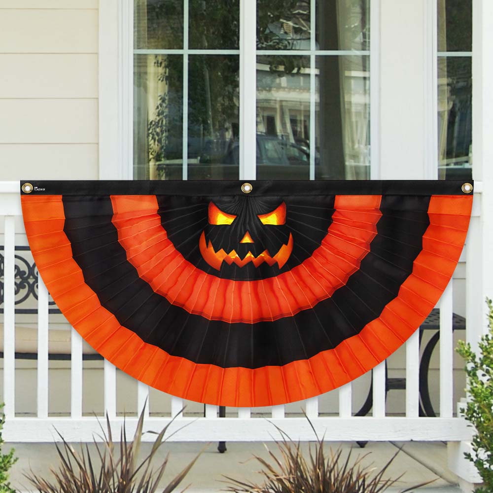 Halloween Scary Pumpkin Jack-o’-lanterns Non-Pleated Fan Flag