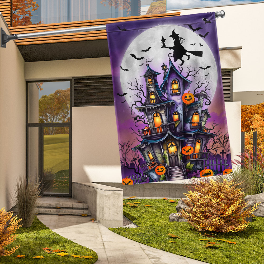 Halloween Witch Haunted House Spooky Vibes Flag