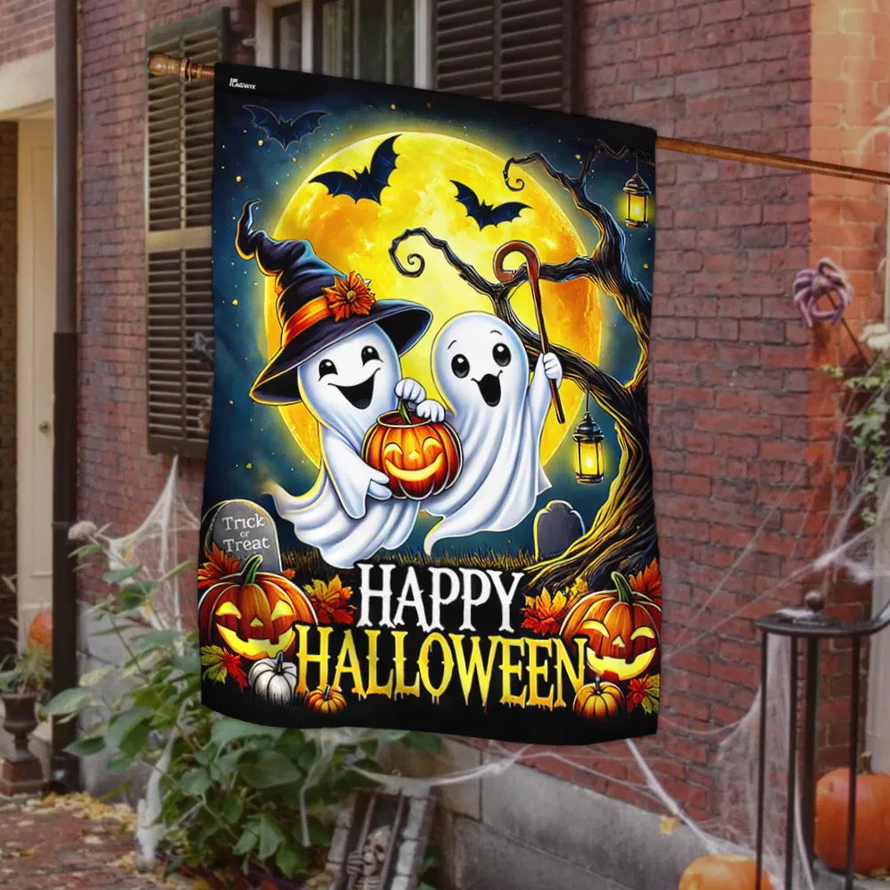 Happy Halloween Cute Ghost Boo Spooky Flag