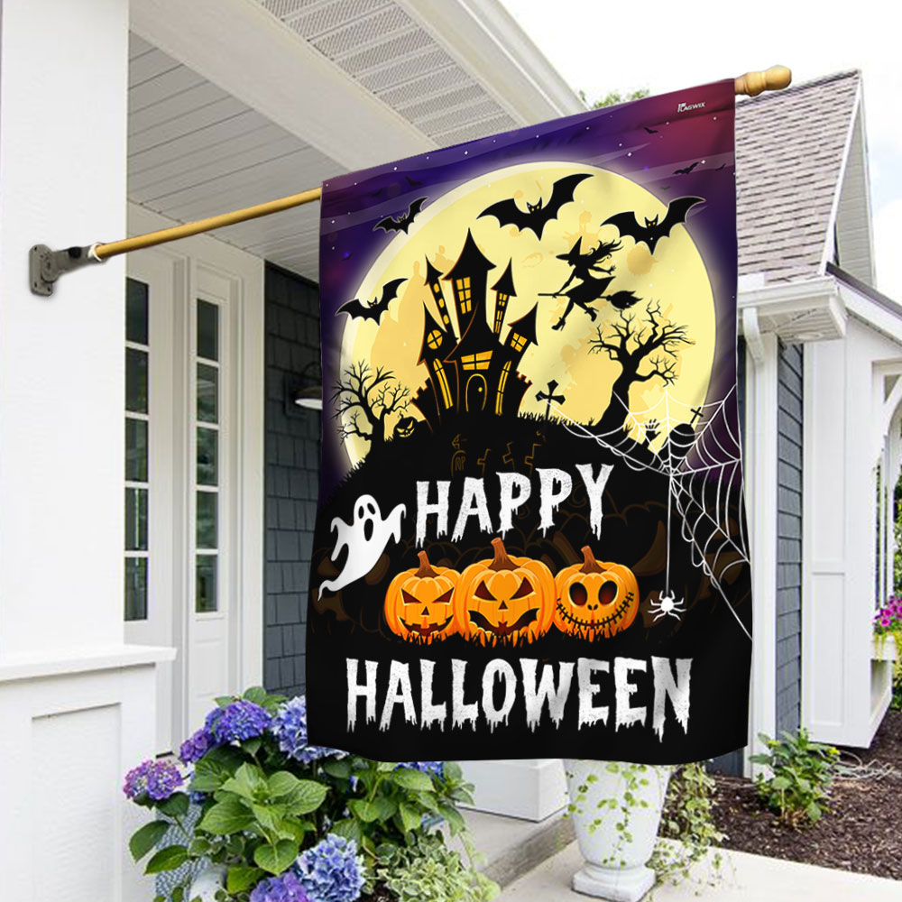 Happy Halloween Spooky Haunted House Flag