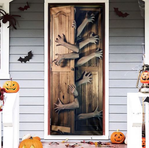Indoor Scary Halloween Decorations Monsters Behind The Door Halloween Door