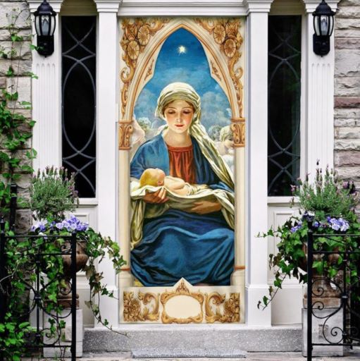 Jesus Knocking At The Door Poster Mary Gives Birth To Jesus Door Cover
