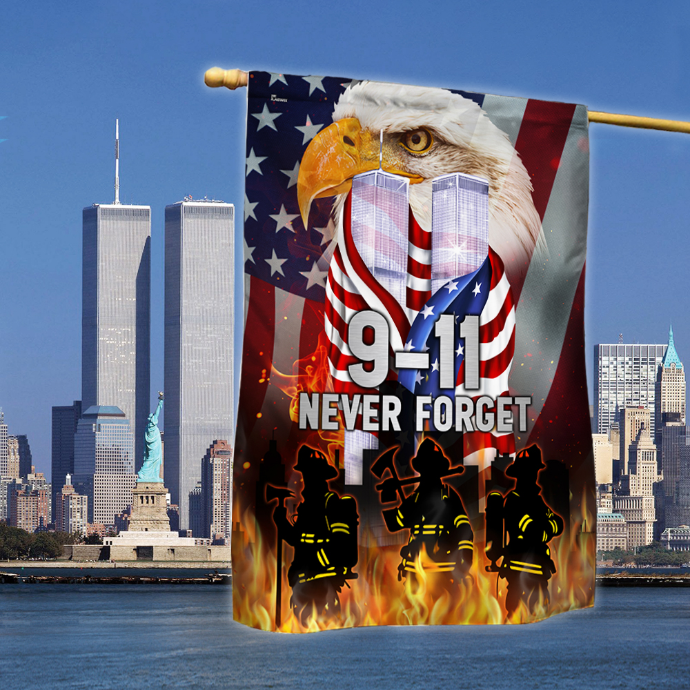 Never Forget Patriot Day 911 Twin Tower Eagle Memorial Flag