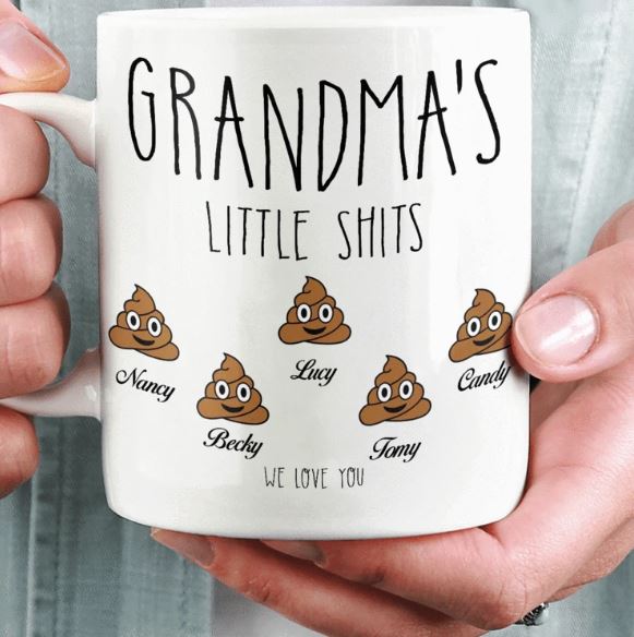 Personalized Children Name Grandmas Little Shits Mug valentines day gifts for mom