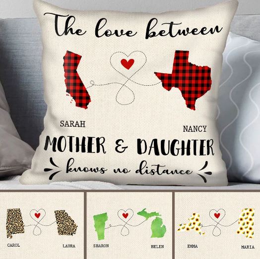 Personalized Mom And Daughter Long Distance Cushion birthday gifts for mom