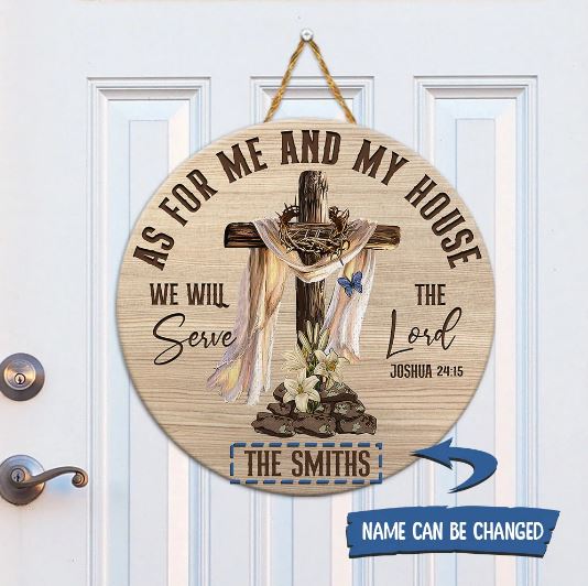 Personalized My House We Will Serve The Lord Jesus Wooden Sign
