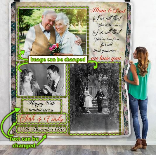 Personalized Photo Custom Blanket Anniversary Gift Ideas For Parents