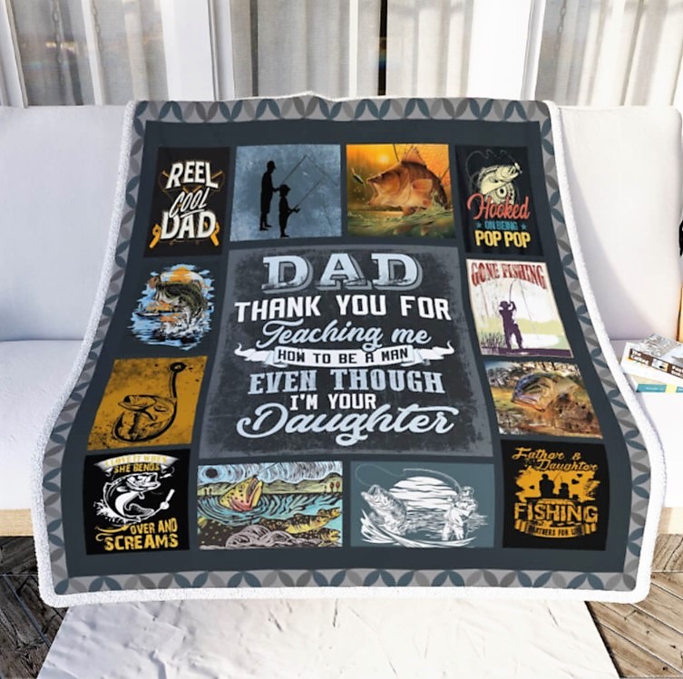 Unique Fishing Gifts Fishing Blanket, Gift For Dad, Gift For Grandpa, Thank you Dad, Fishing Dad, Sofa Throw Blanket