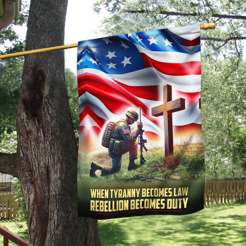 Veteran Kneeling The Cross Flag When Tyranny Becomes Law Rebellion Becomes Duty