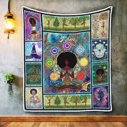 Yoga Find Your Soul Black Woman Quilt Blanket unique gifts for mom