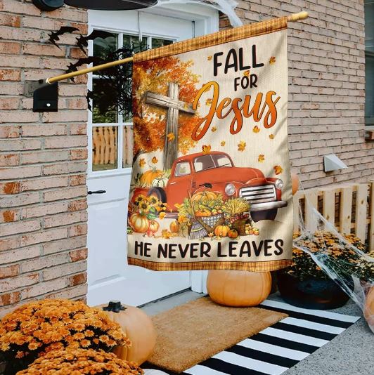 fall truck with pumpkins halloween pumpkin flag