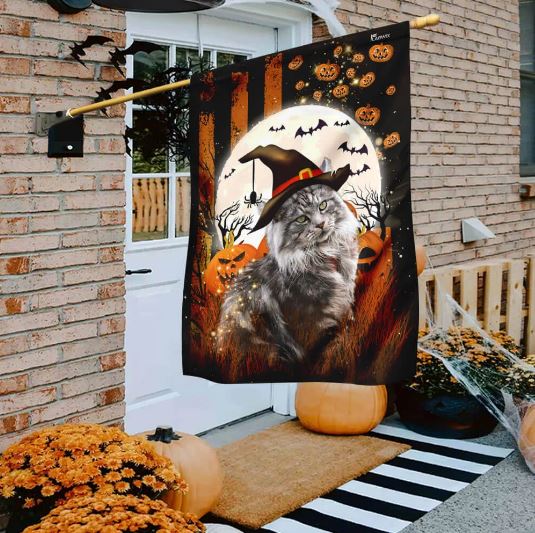 happy halloween witch cat halloween cat flag